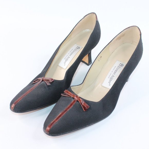 Etienne Aigner 'Bixby' Black Brown Bow Heels #123 - Picture 4 of 12